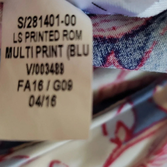 OLD NAVY Romper Floral Blue Small Cinch Waist Long Sleeves Beach Boho Festival - Picture 10 of 12